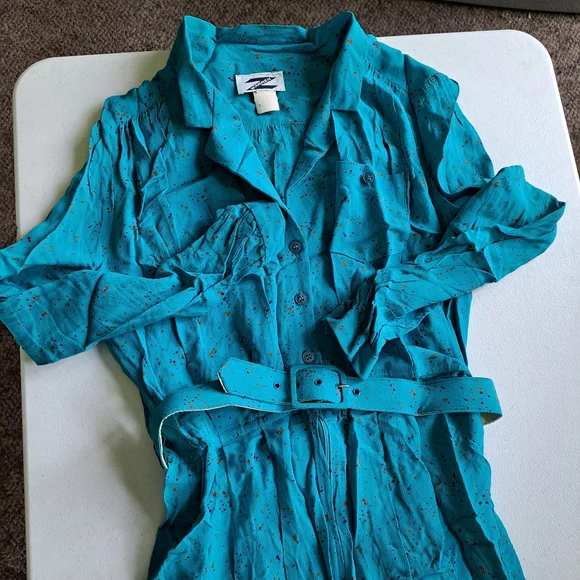 Vintage Z Warren Turquoise Jumpsuit - Picture 2 of 9
